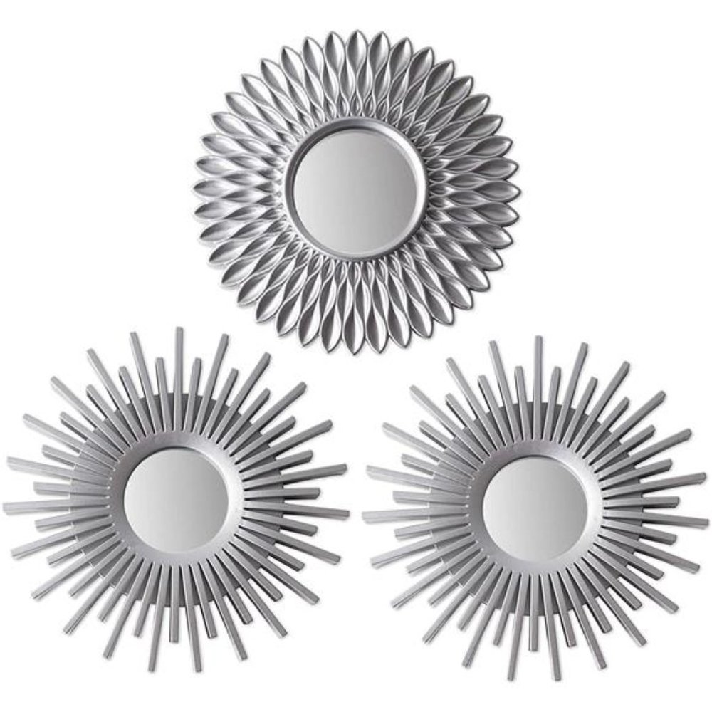 Wall Mirrors Pack of 3 Silver Mirrors for Living Room, Home Decor for Bedroom